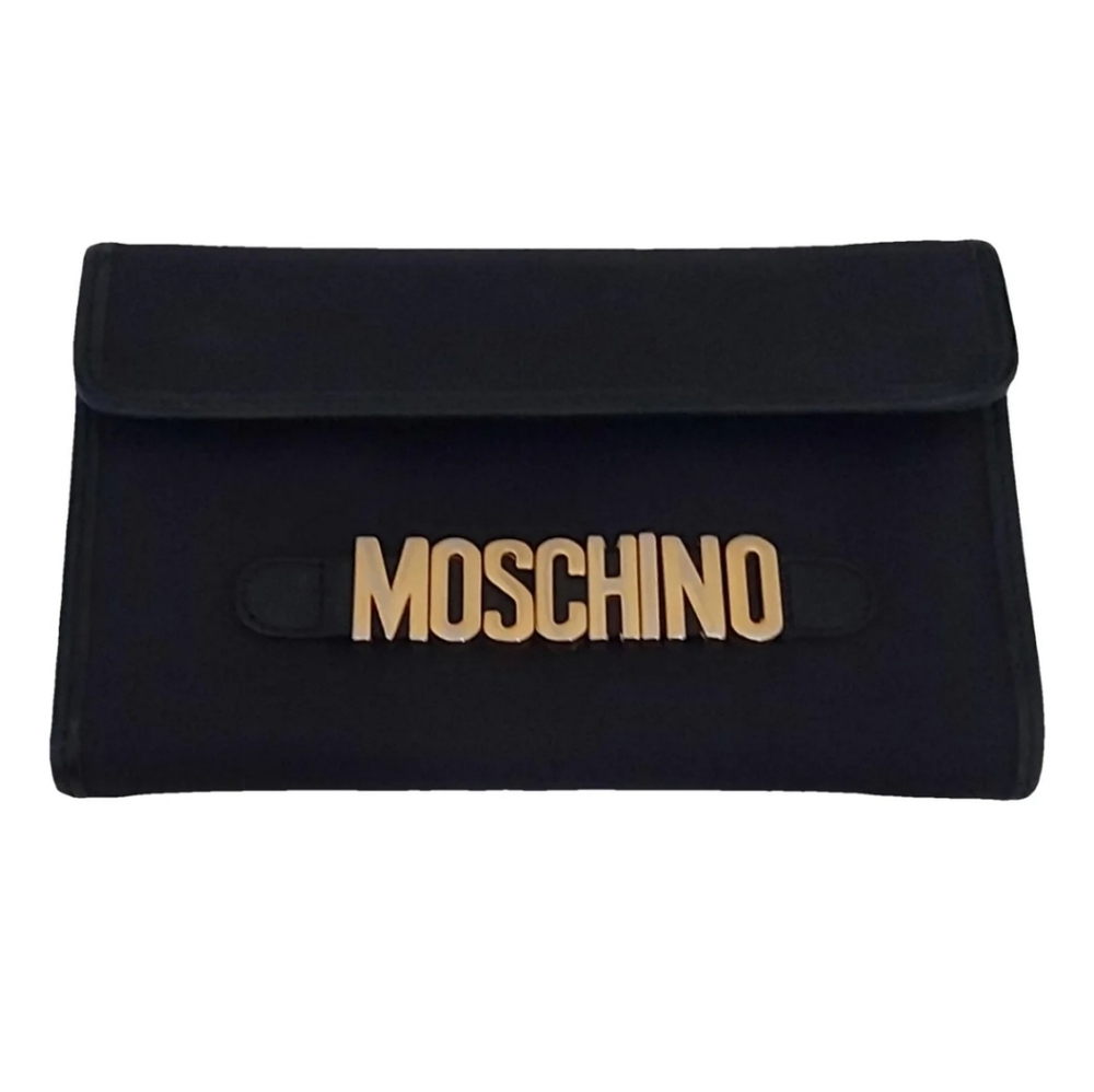 MOSCHINO Logo Leather Black Wallet Italy with dust bag